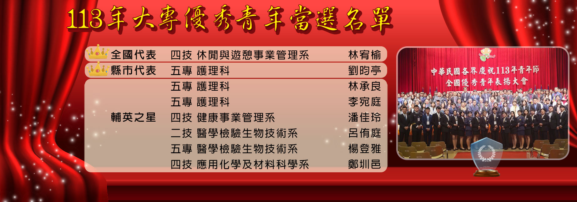 113年青年節表揚大專優秀青年殊榮(另開新視窗)